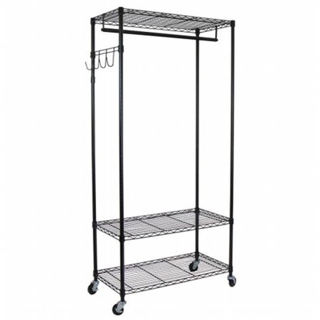 OCEANSTAR Oceanstar GRS1514 Garment Rack with Adjustable Shelves with Hooks; Black   GRS1514